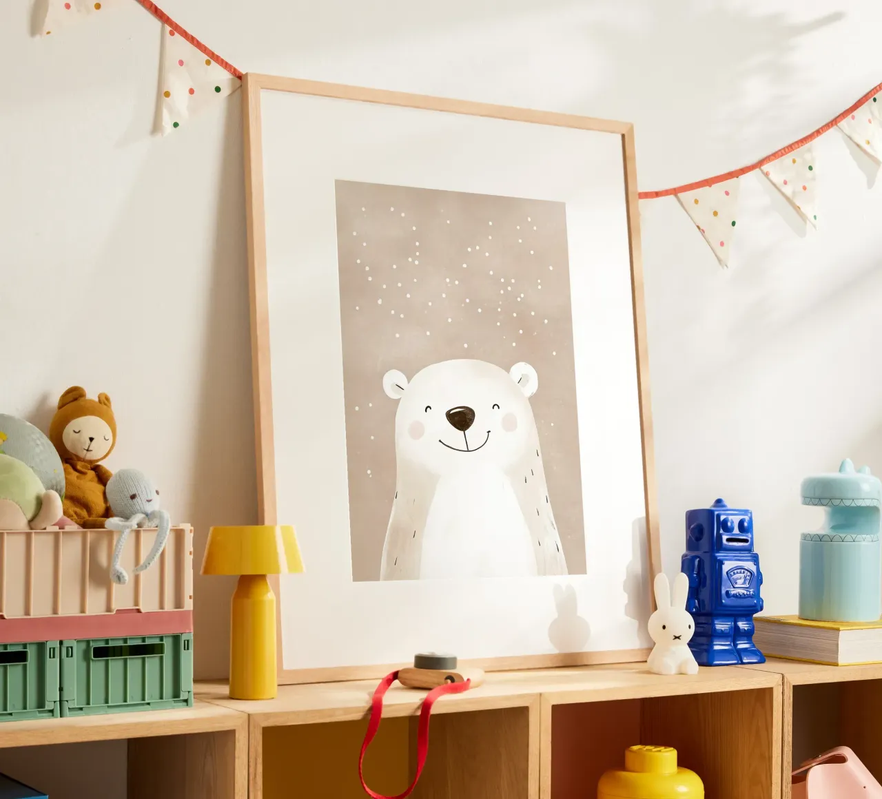 Illustrazione di un orso polare sorridente poster da David Müller