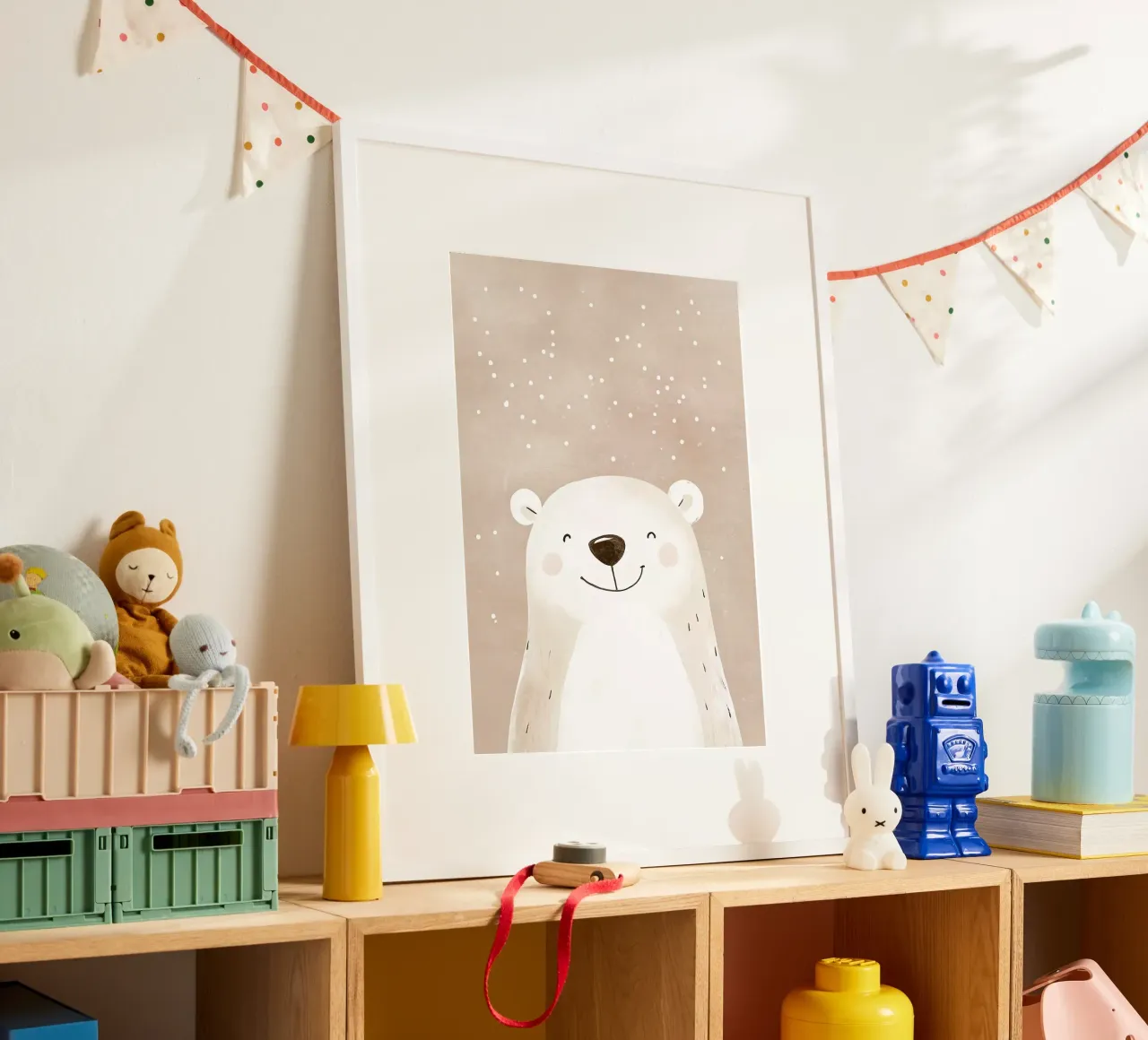 Illustrazione di un orso polare sorridente poster da David Müller