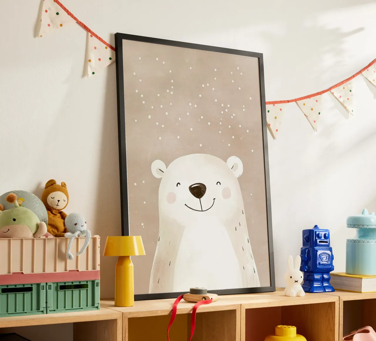 Illustrazione di un orso polare sorridente poster da David Müller