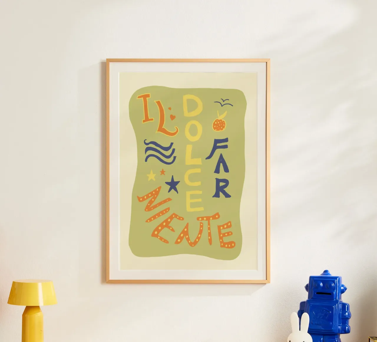 Il Dolce Far Niente poster with wooden frame by Studio Dolci