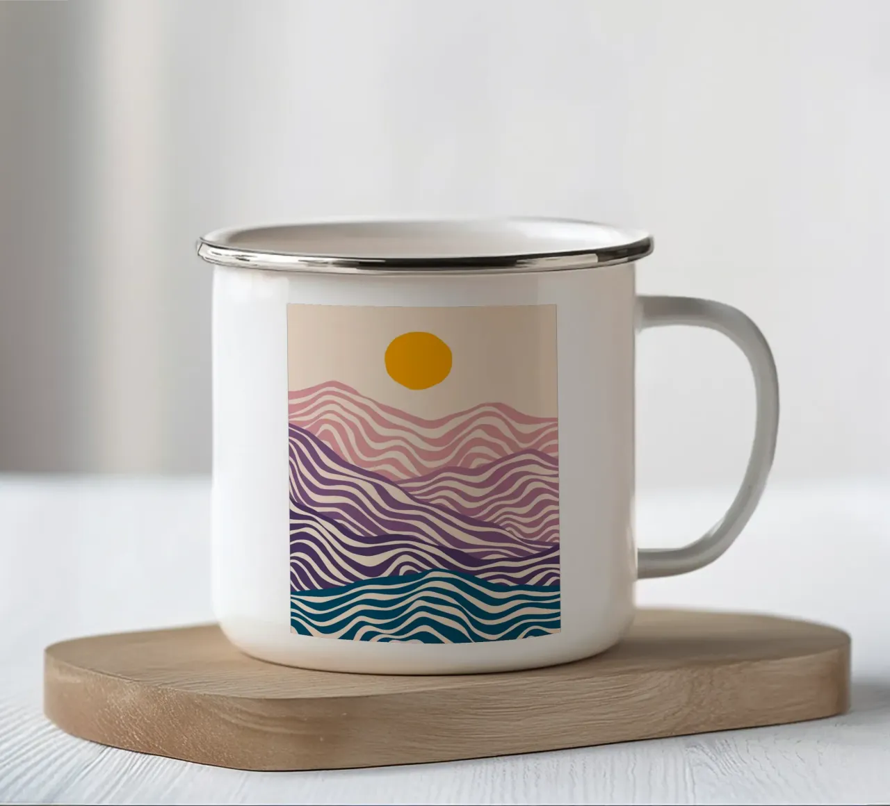 Onda delle colline tazza in smalto da Maria Lang