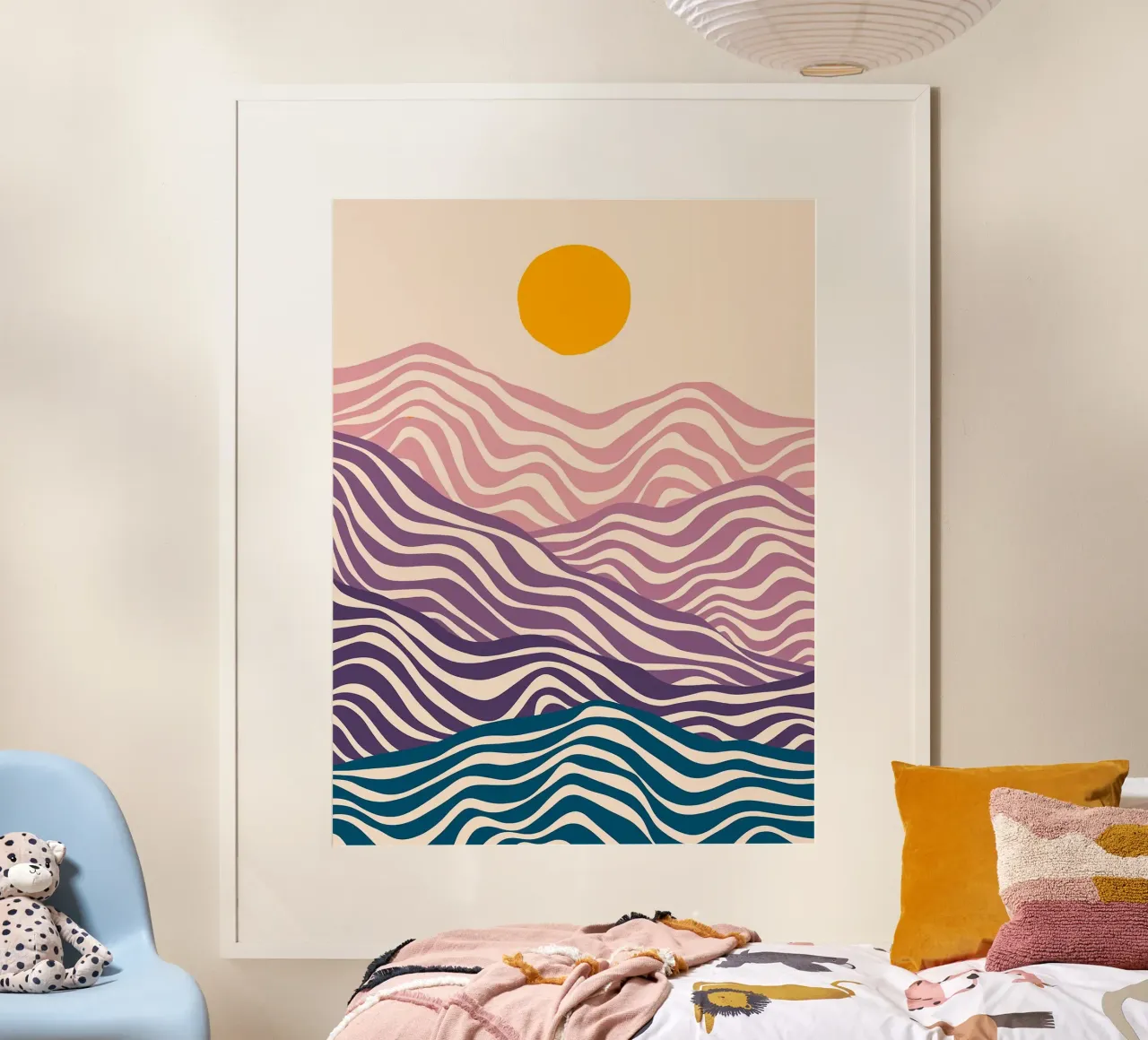 Onda delle colline poster con telaio in legno da Maria Lang