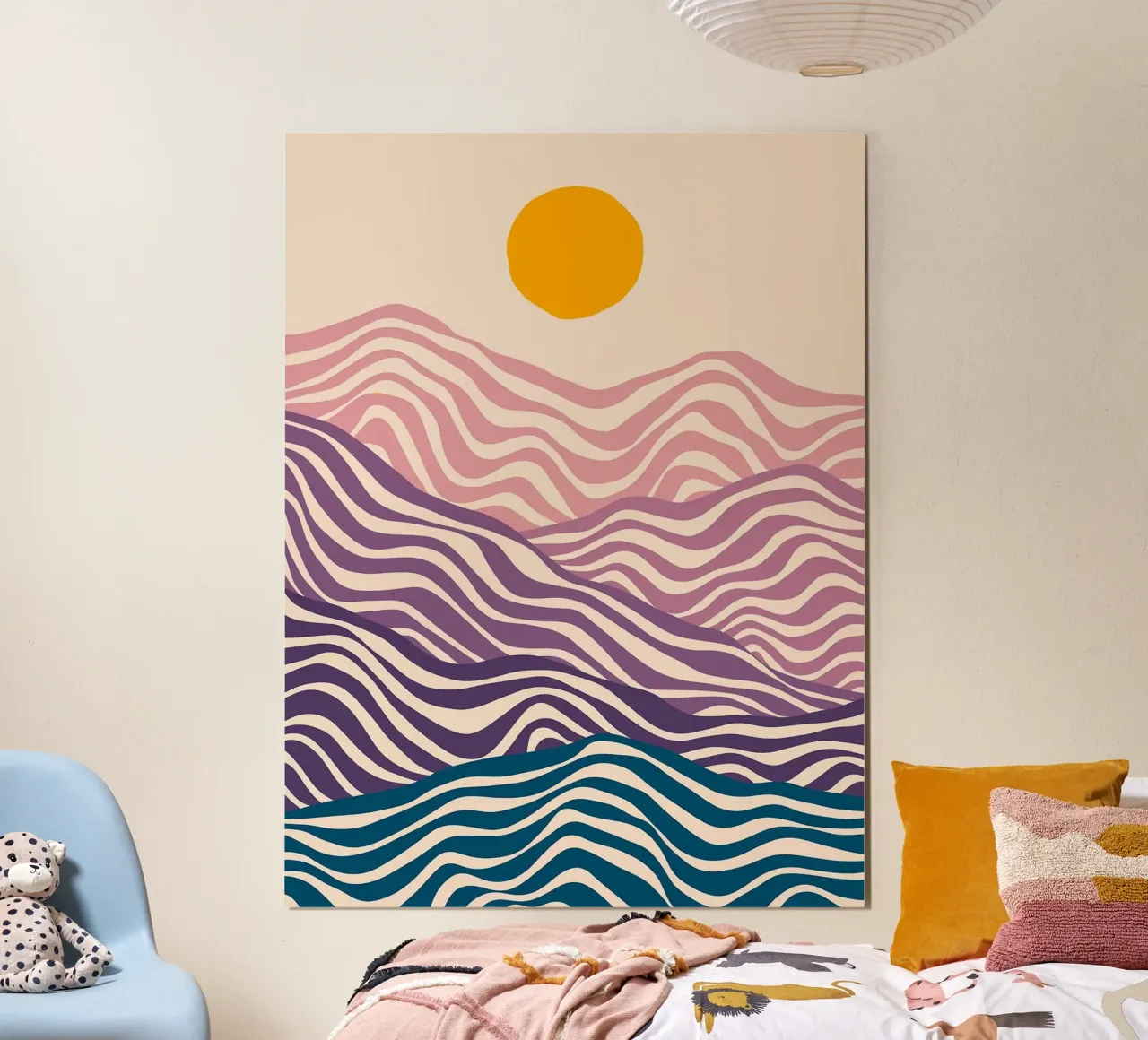 Onda delle colline poster con telaio in legno da Maria Lang