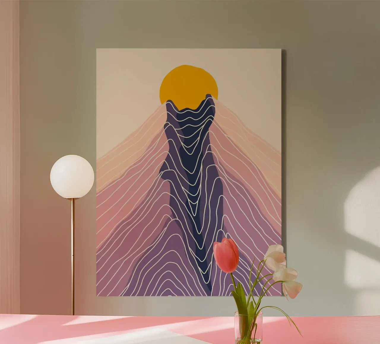 Merapi canvas met Baklijst van Maria Lang