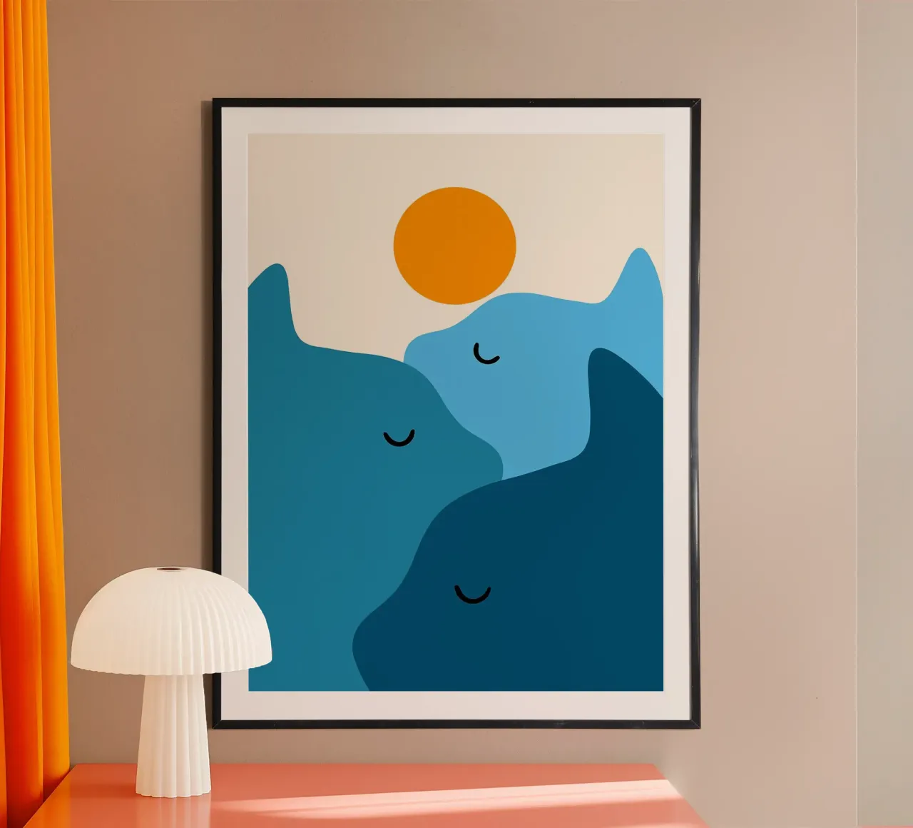 Gatto Cliff poster con telaio in plastica da Maria Lang