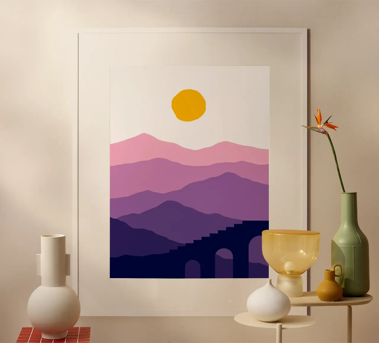 Scale di montagna poster con telaio in legno da Maria Lang