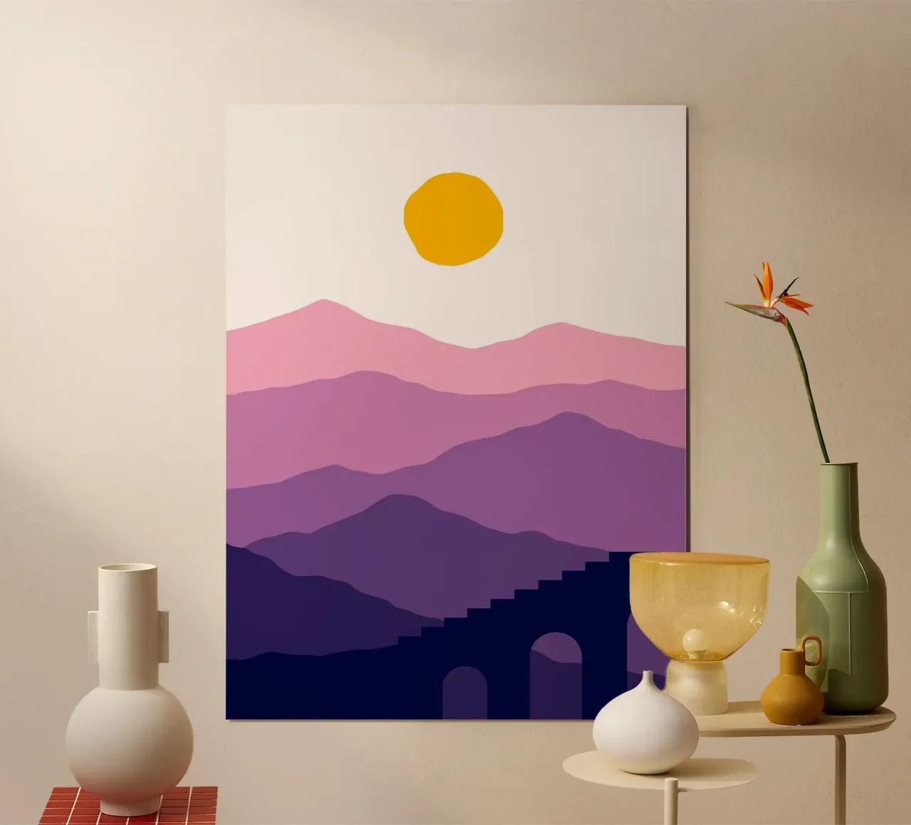 Scale di montagna poster con telaio in legno da Maria Lang