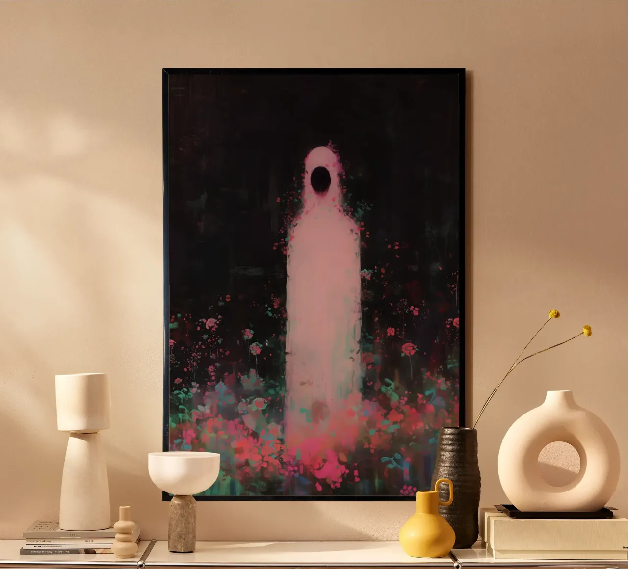 Dark Bloom No 05 poster con telaio in legno da treechild