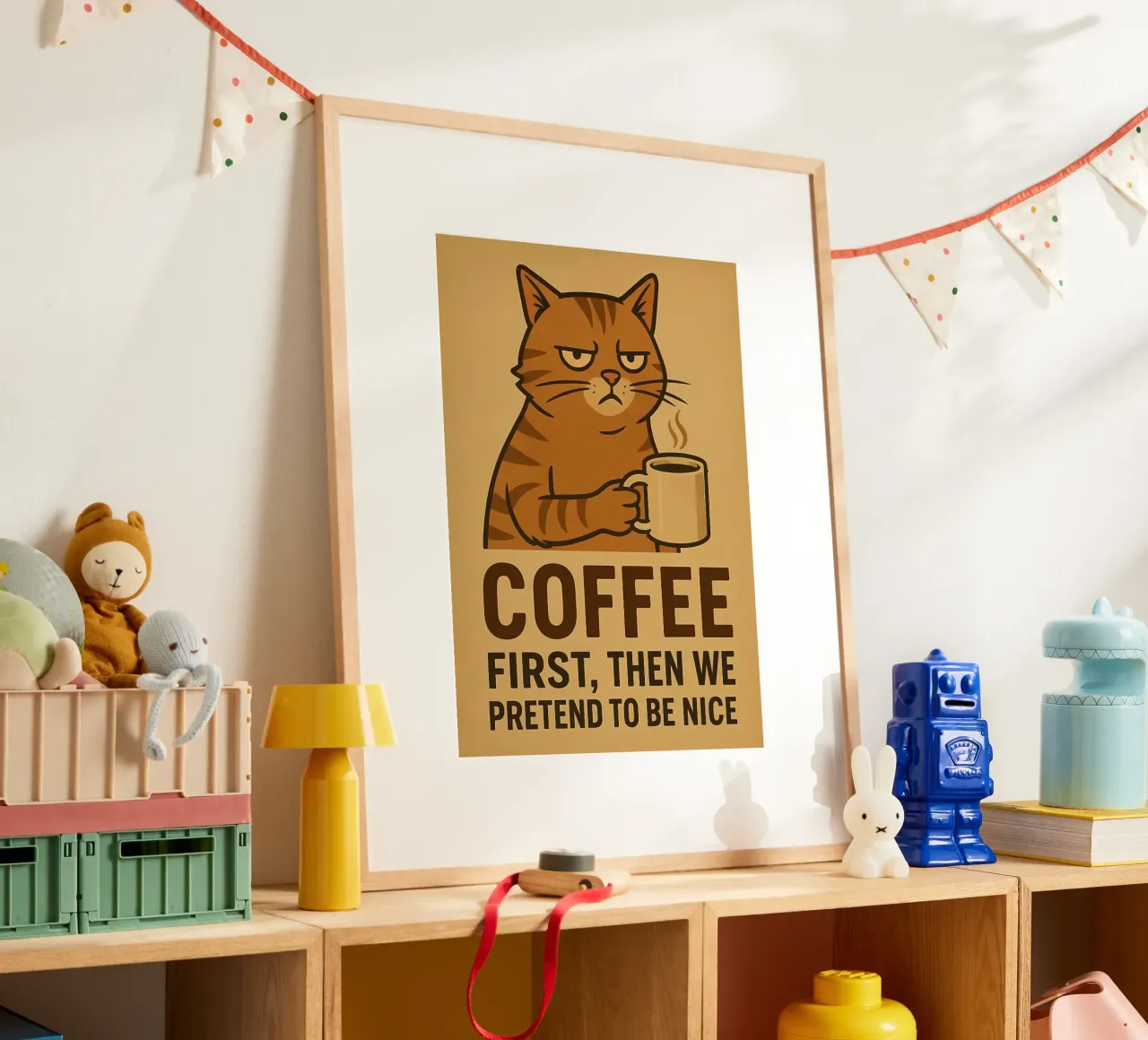 Erst tun wir so, als wären wir nett Poster mit Kunststoffrahmen von Arjun