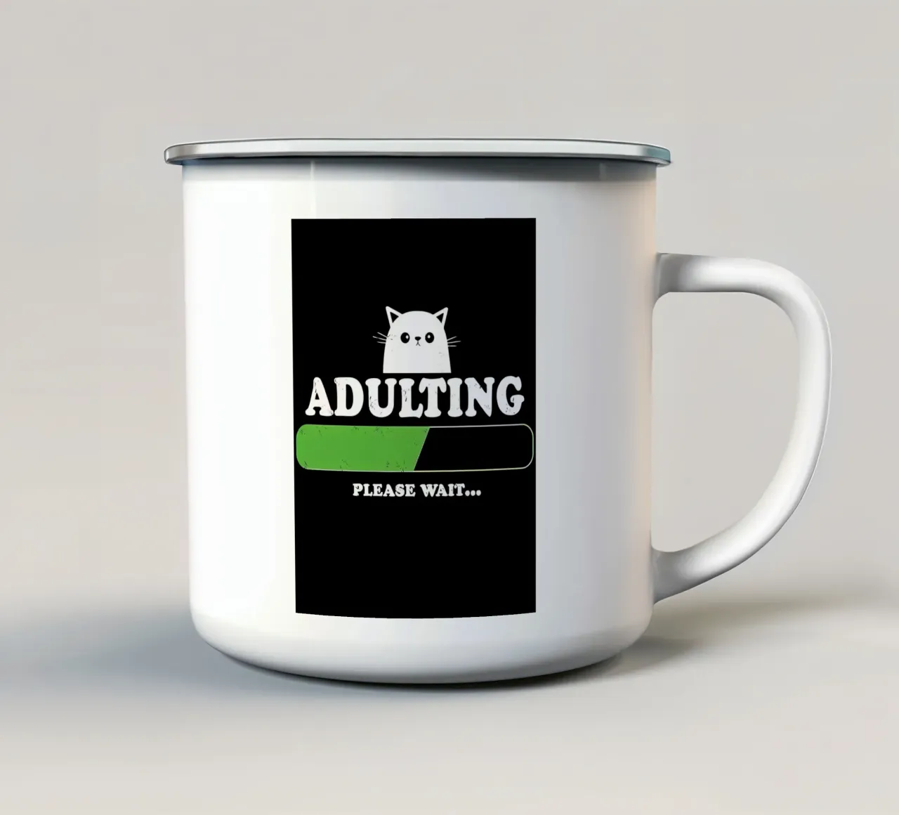 Adulting - Aspettare per favore... tazza in smalto da Arjun
