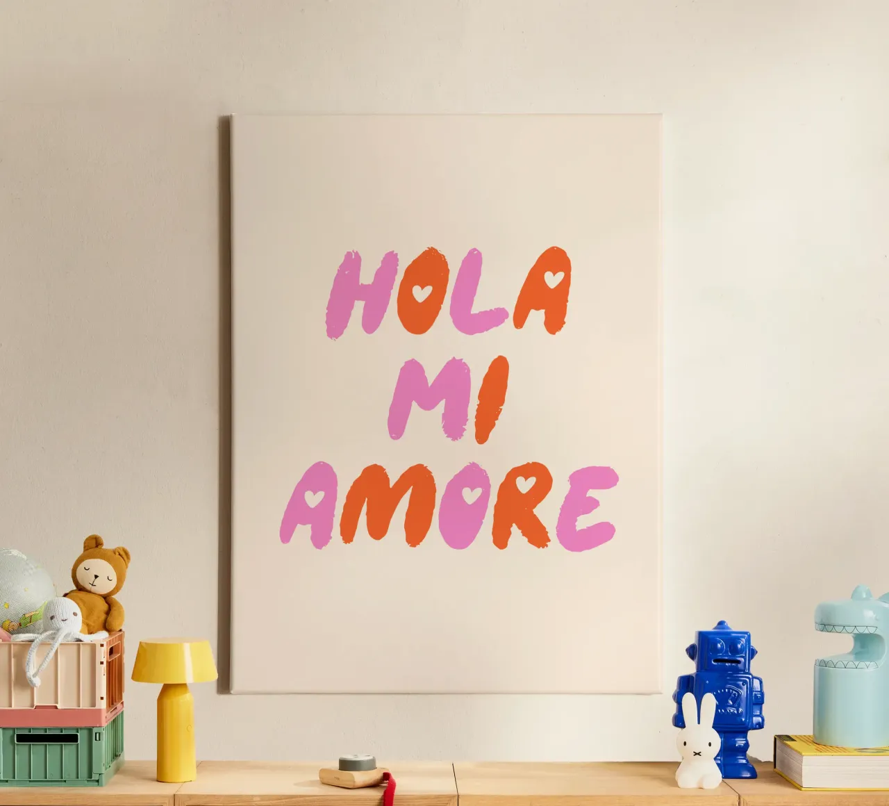 Hola mi amore tela con Cornice a cassetta da dericktype