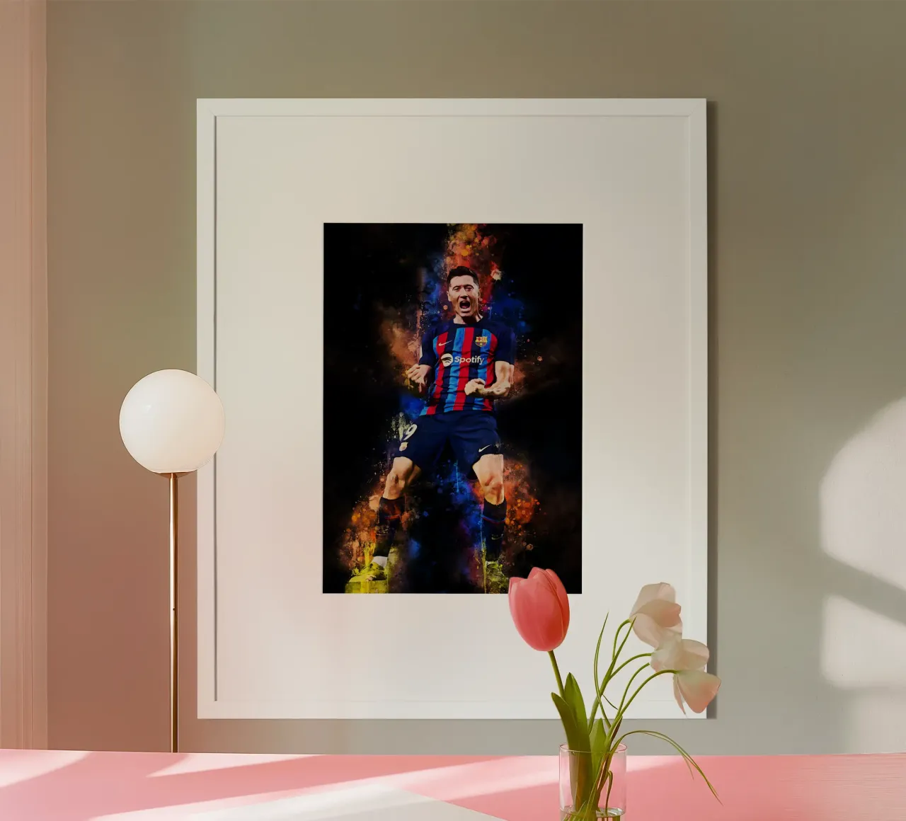 Robert Lewandowski poster con telaio in legno da MasterInkArt