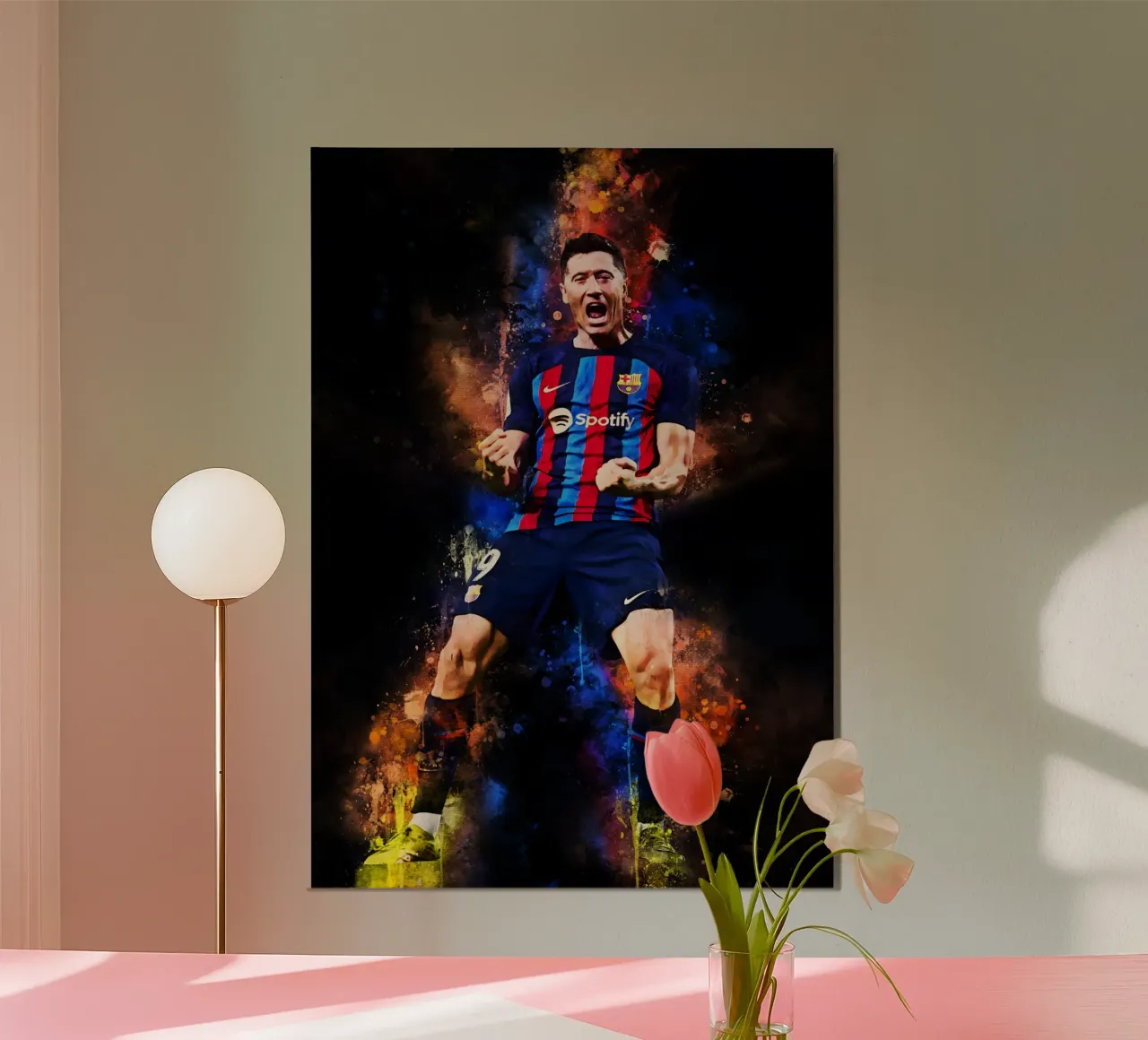 Robert Lewandowski poster con telaio in legno da MasterInkArt