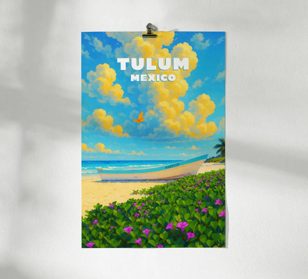 Tulum Mexico - verträumtes Strandposter poster con telaio in legno da studiovinja