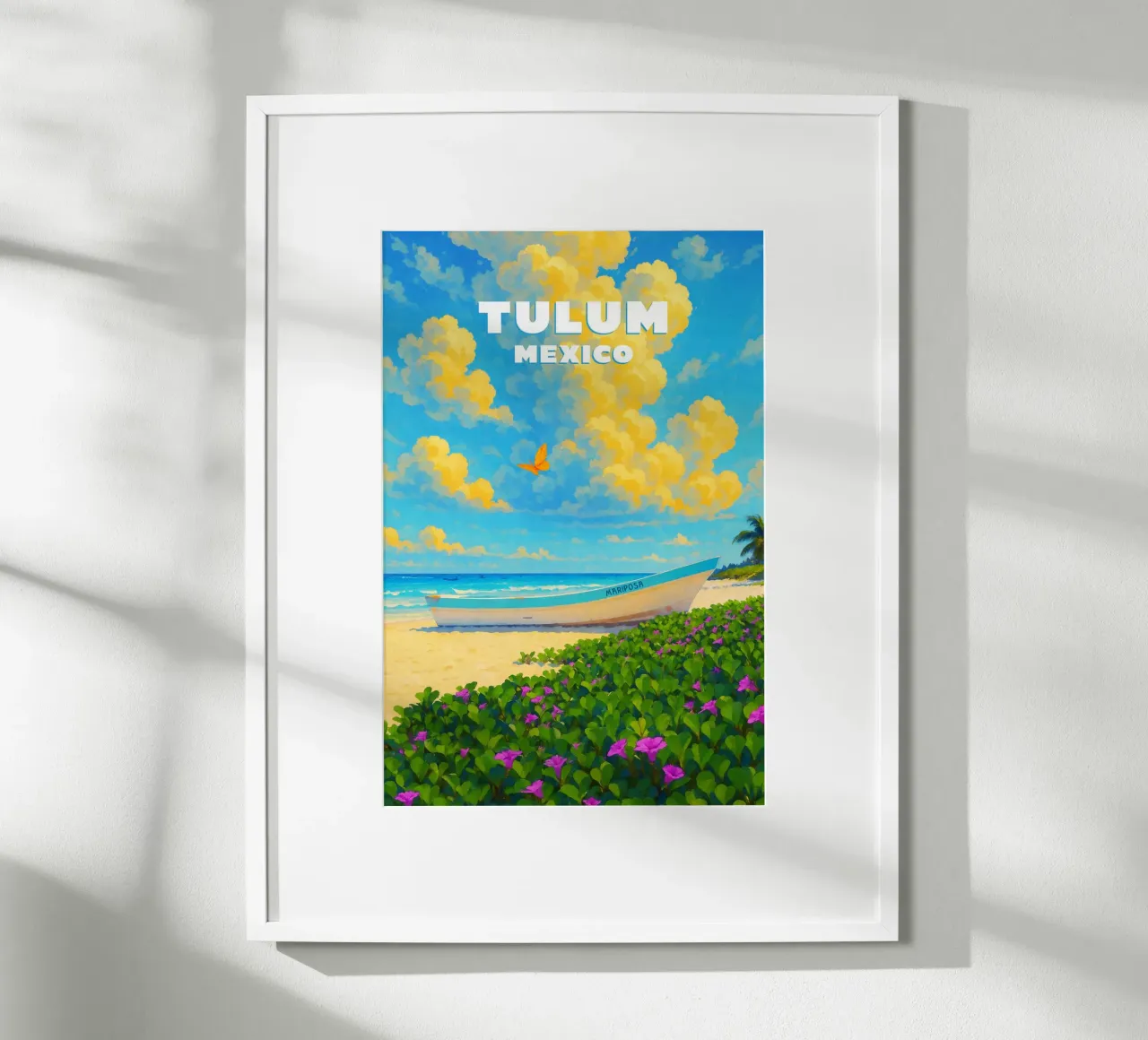 Tulum Mexico - verträumtes Strandposter poster con telaio in legno da studiovinja