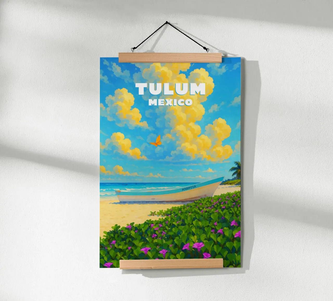 Tulum Mexico - verträumtes Strandposter poster con telaio in legno da studiovinja