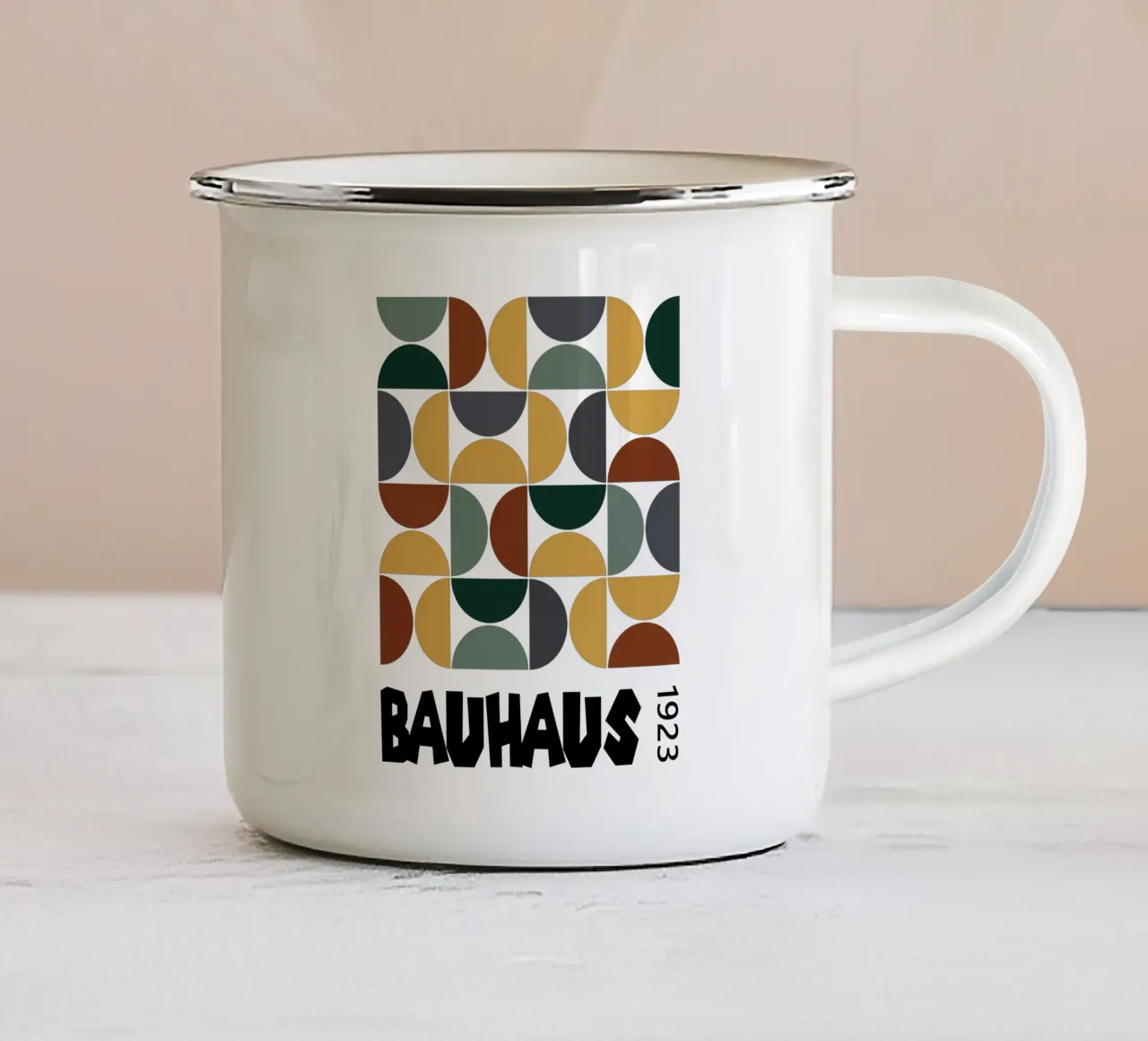Autumn vibe Bauhaus shapes tazza in smalto da TijanaArtStudio88