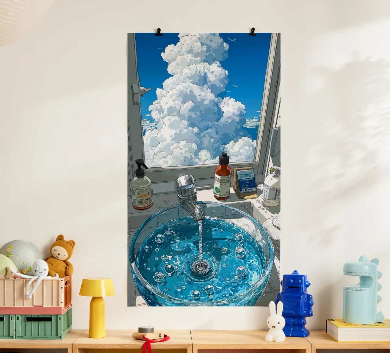 home cloud window poster con telaio in plastica da carsa