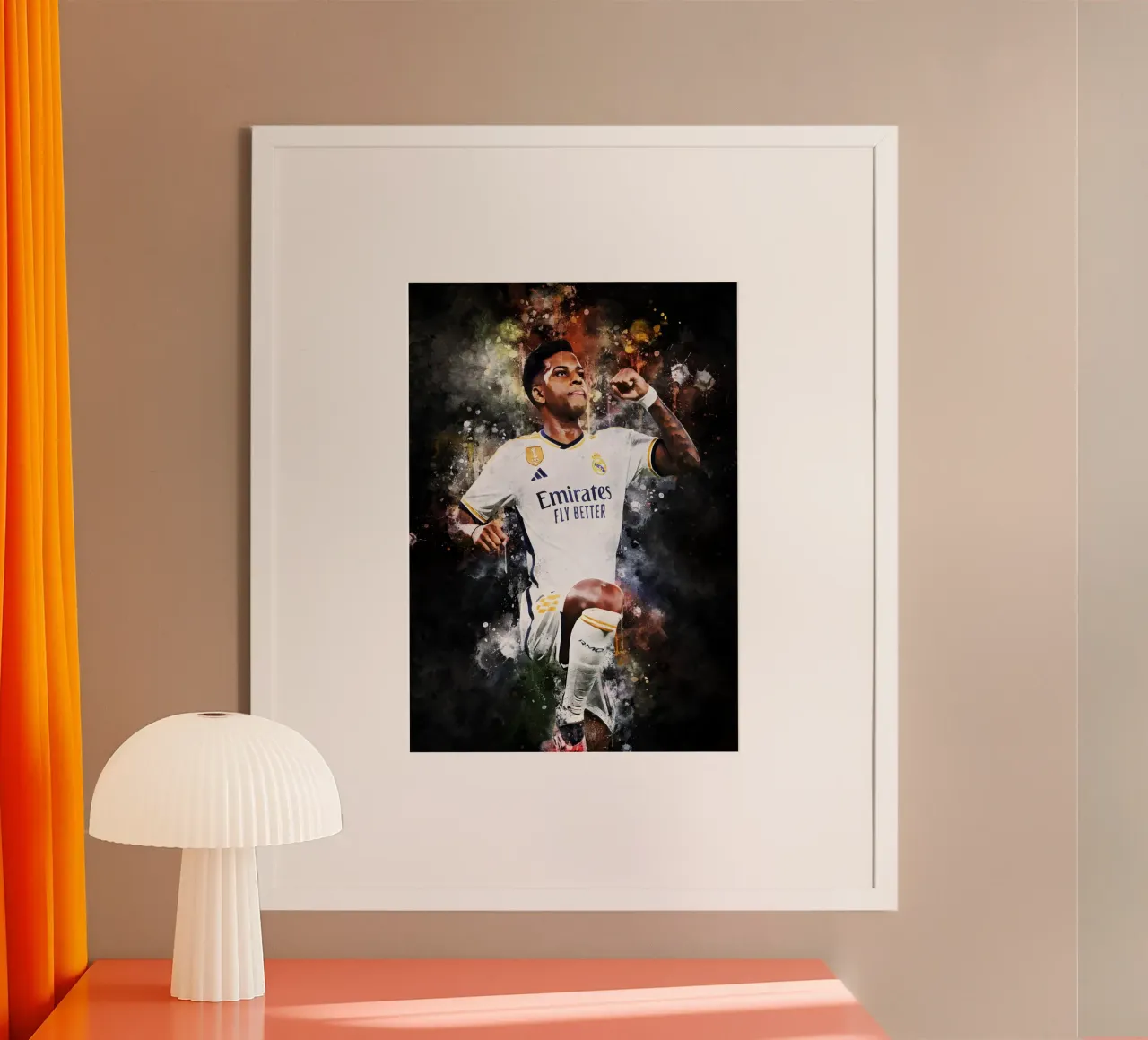 rodrygo real madrid poster con telaio in legno da MasterInkArt