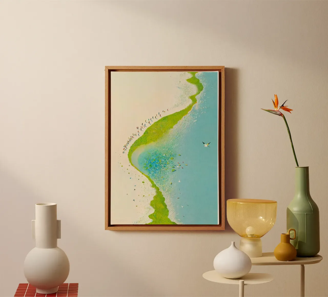sparkling seaside canvas with Floater frame by carsa