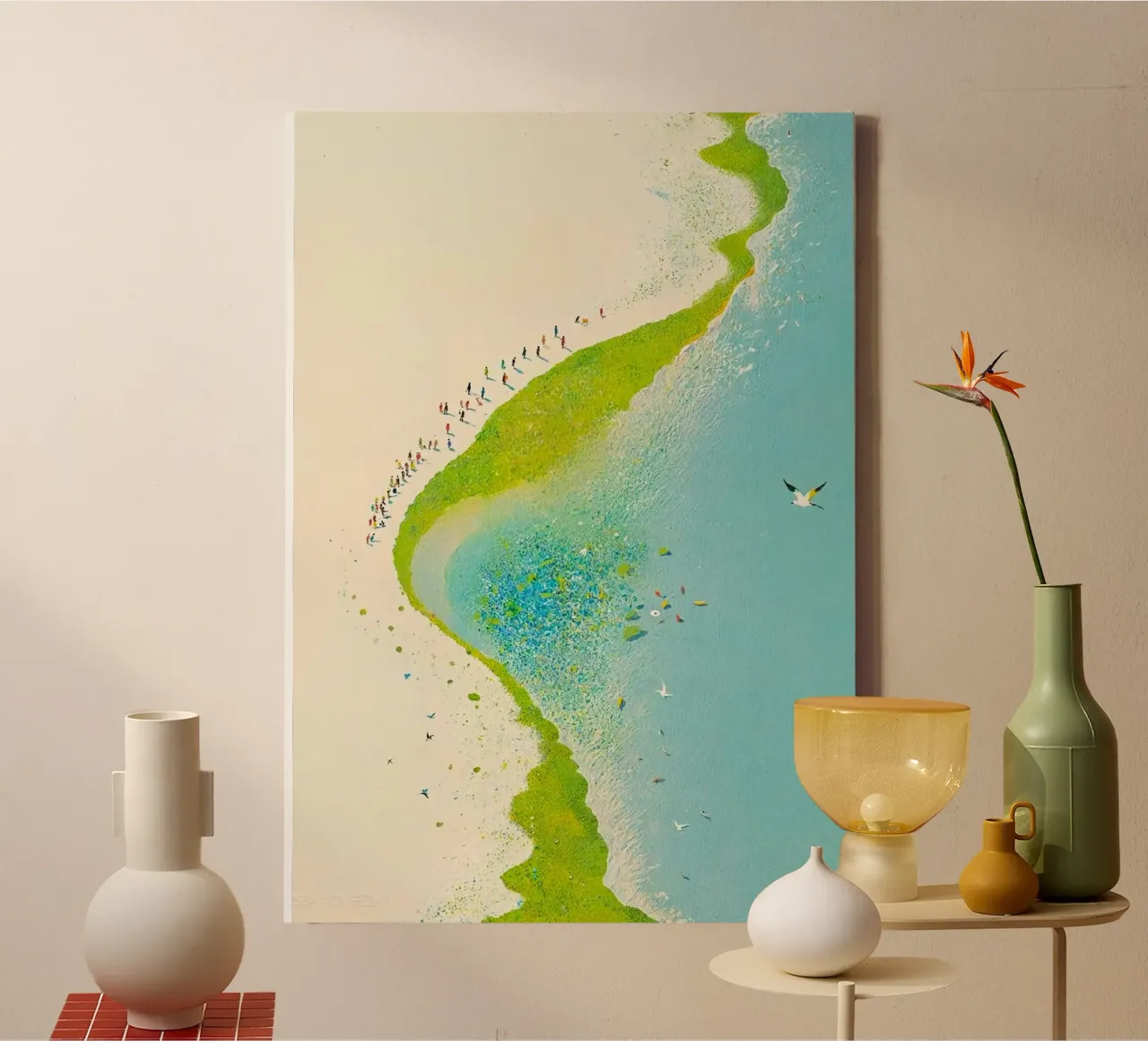 sparkling seaside canvas with Floater frame by carsa