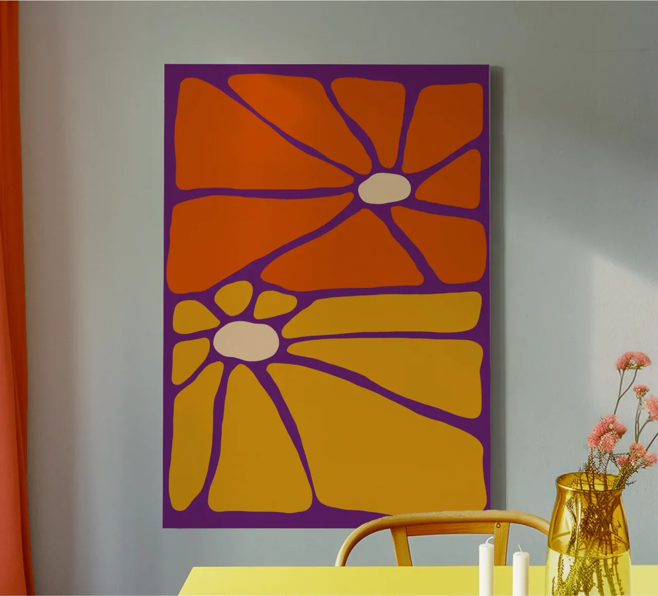 Sunburst Bloom canvas with Floater frame by TijanaArtStudio88