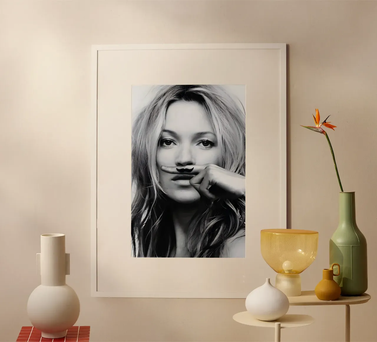 Kate Moss Vintage poster con telaio in plastica da Klia M_Art