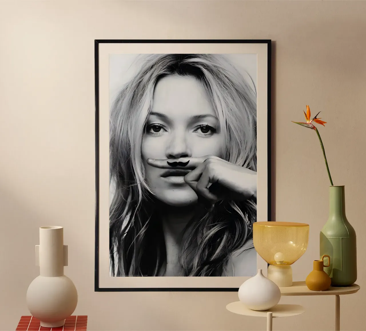 Kate Moss Vintage poster con telaio in plastica da Klia M_Art
