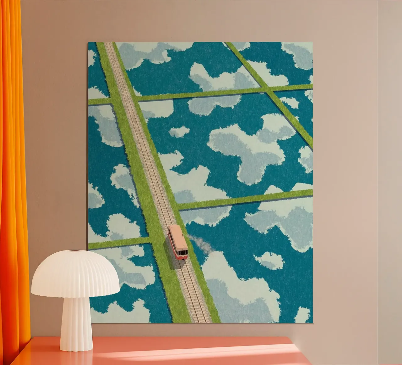 the bus on field poster con telaio in legno da lifeline
