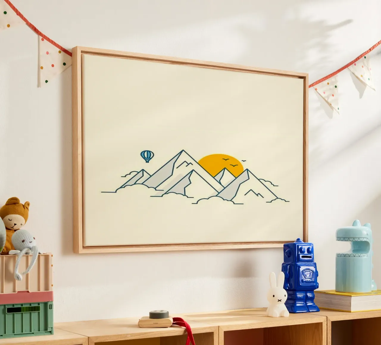 sun hide in the mountain tela con Cornice a cassetta da lifeline