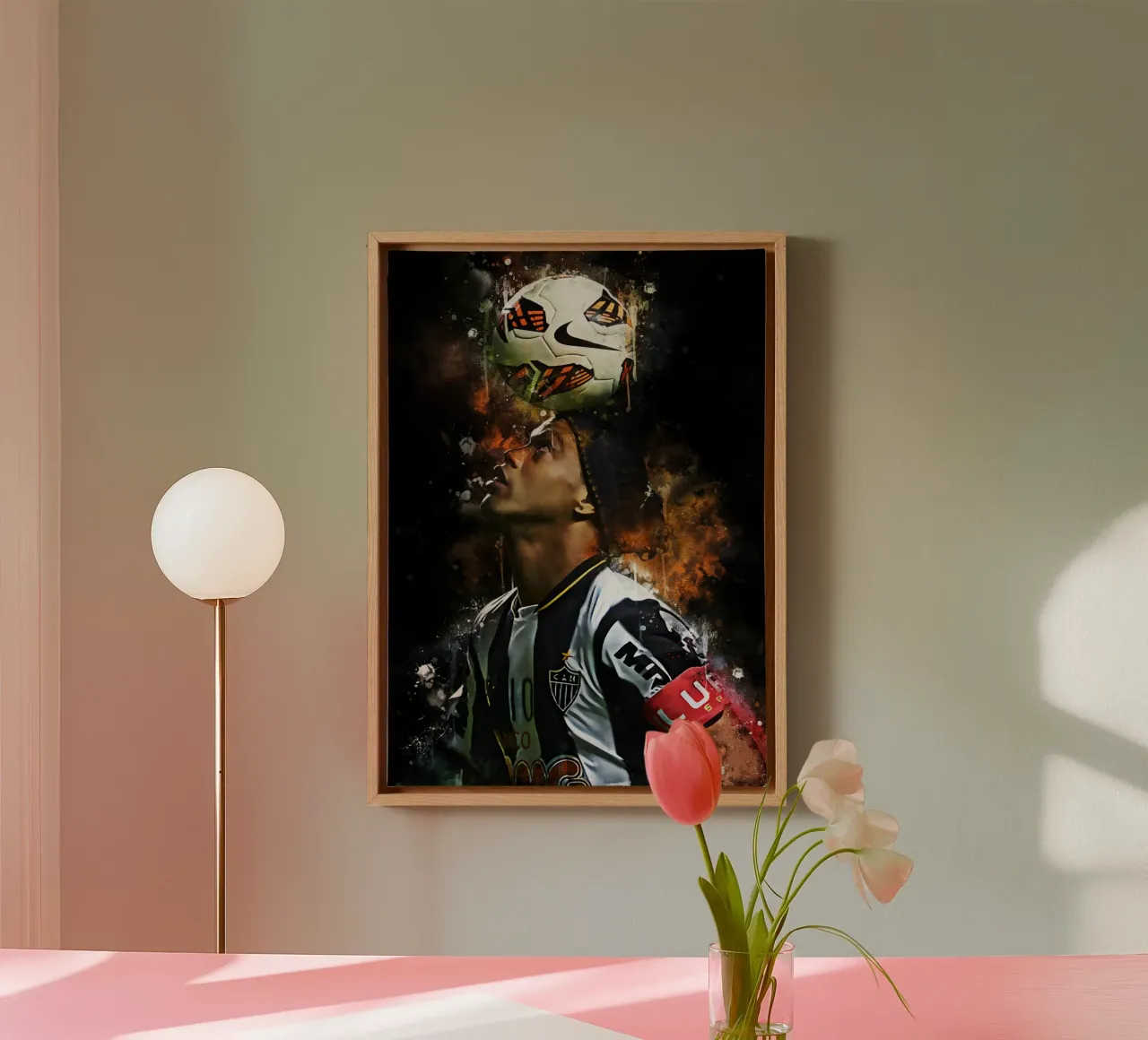 Ronaldinho of Atletico MG canvas met Baklijst van MasterInkArt