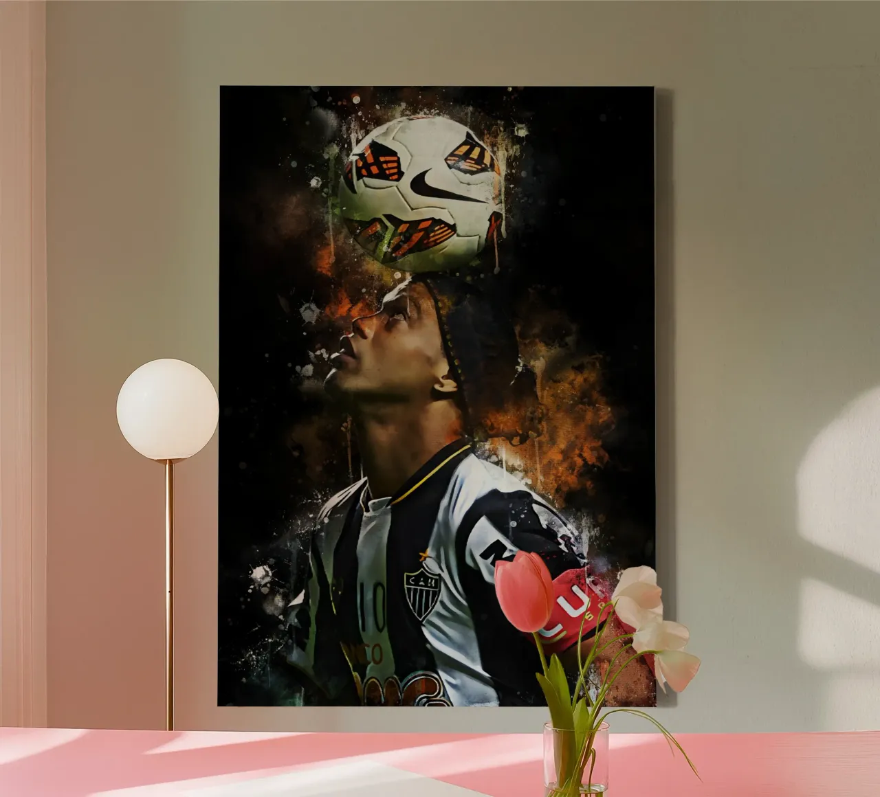 Ronaldinho of Atletico MG canvas met Baklijst van MasterInkArt