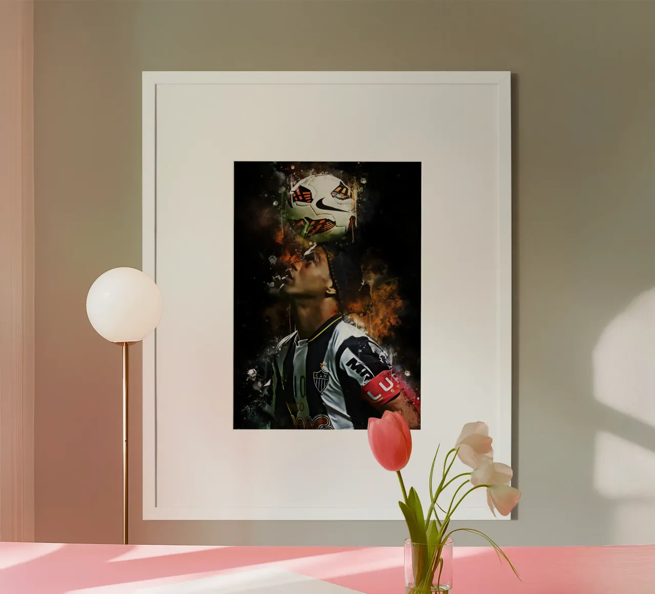Ronaldinho of Atletico MG poster con telaio in plastica da MasterInkArt