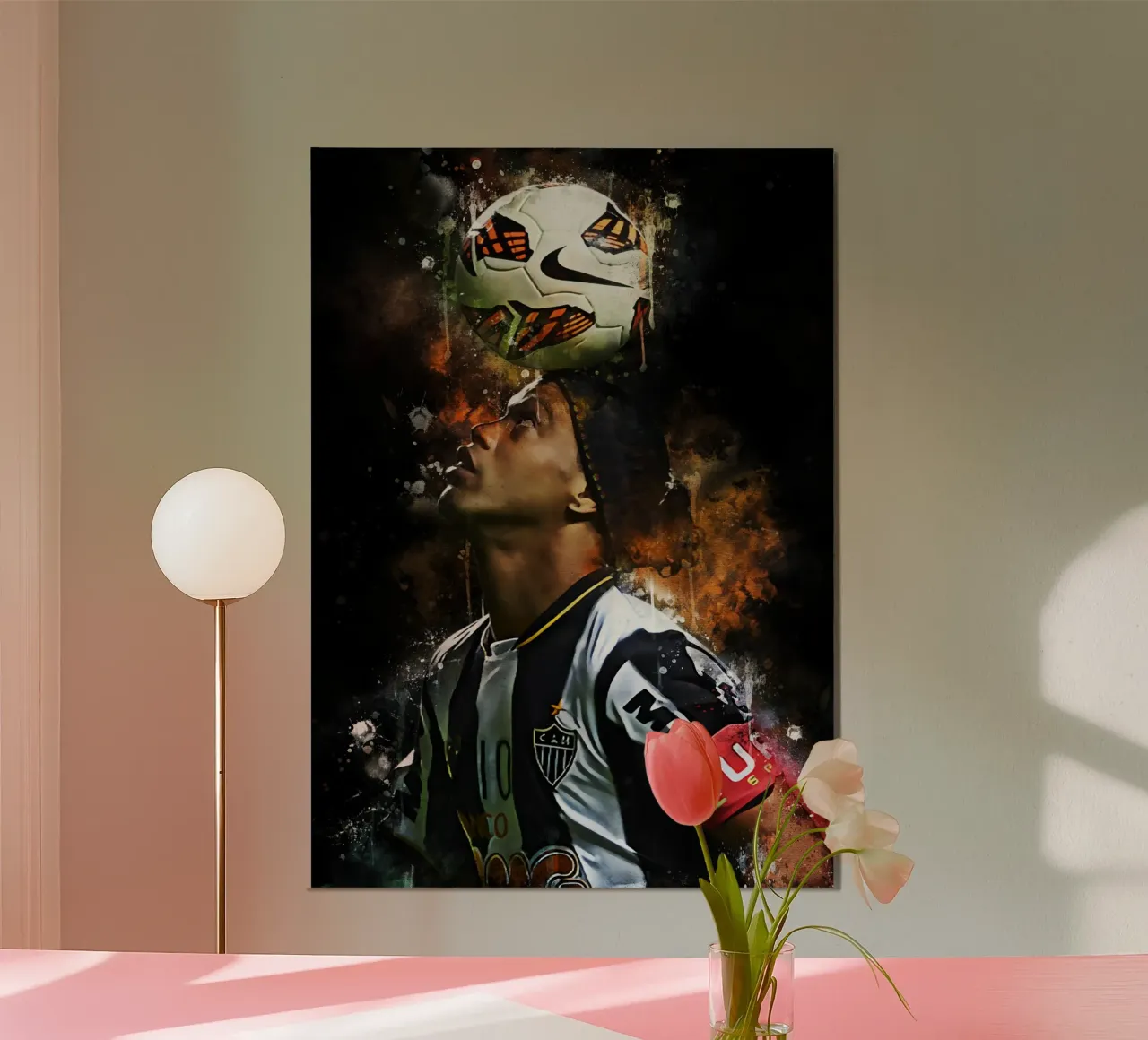 Ronaldinho of Atletico MG poster con telaio in plastica da MasterInkArt