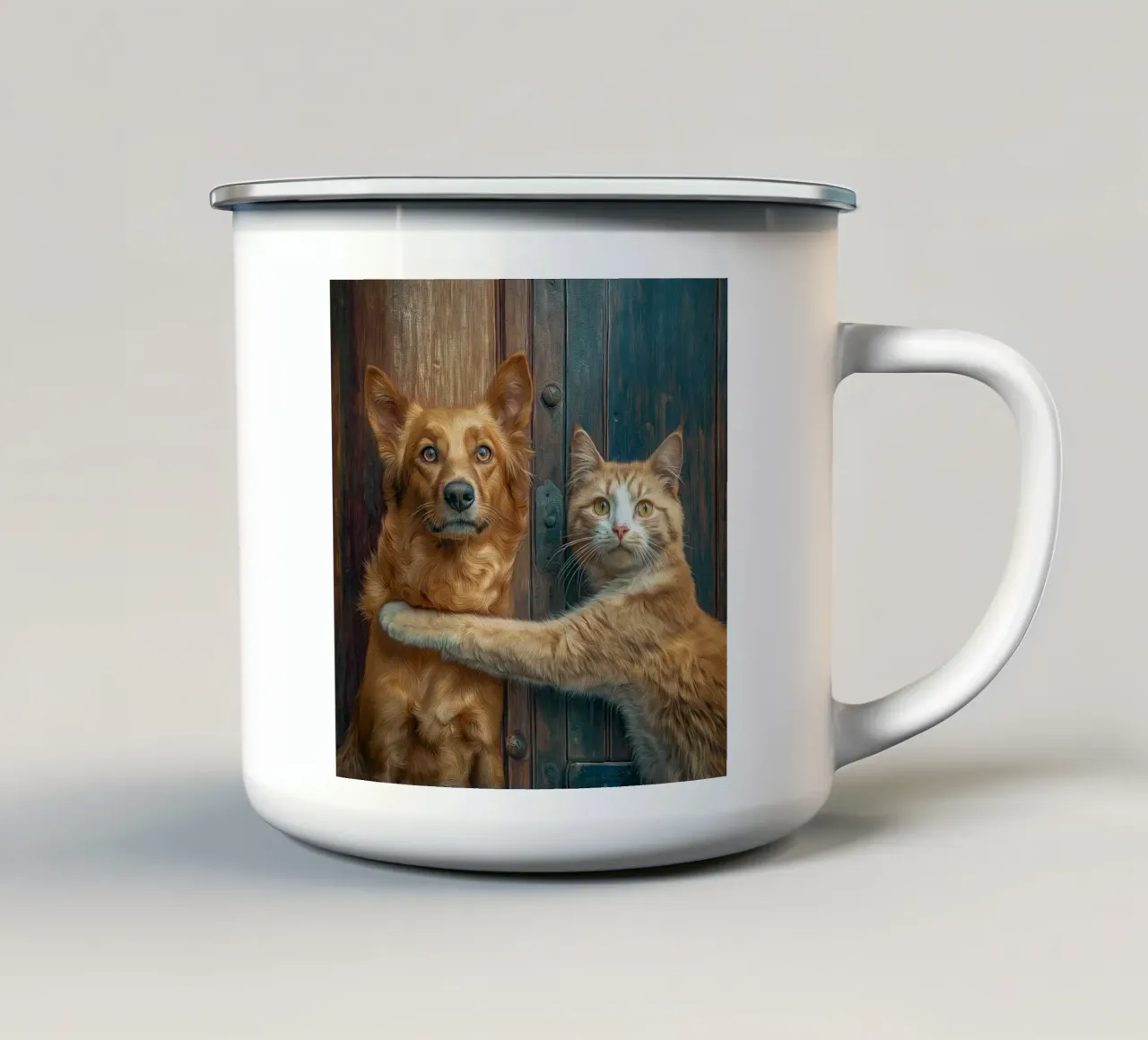 Amicizia (cane e gatto) tazza in smalto da Motivate-Today