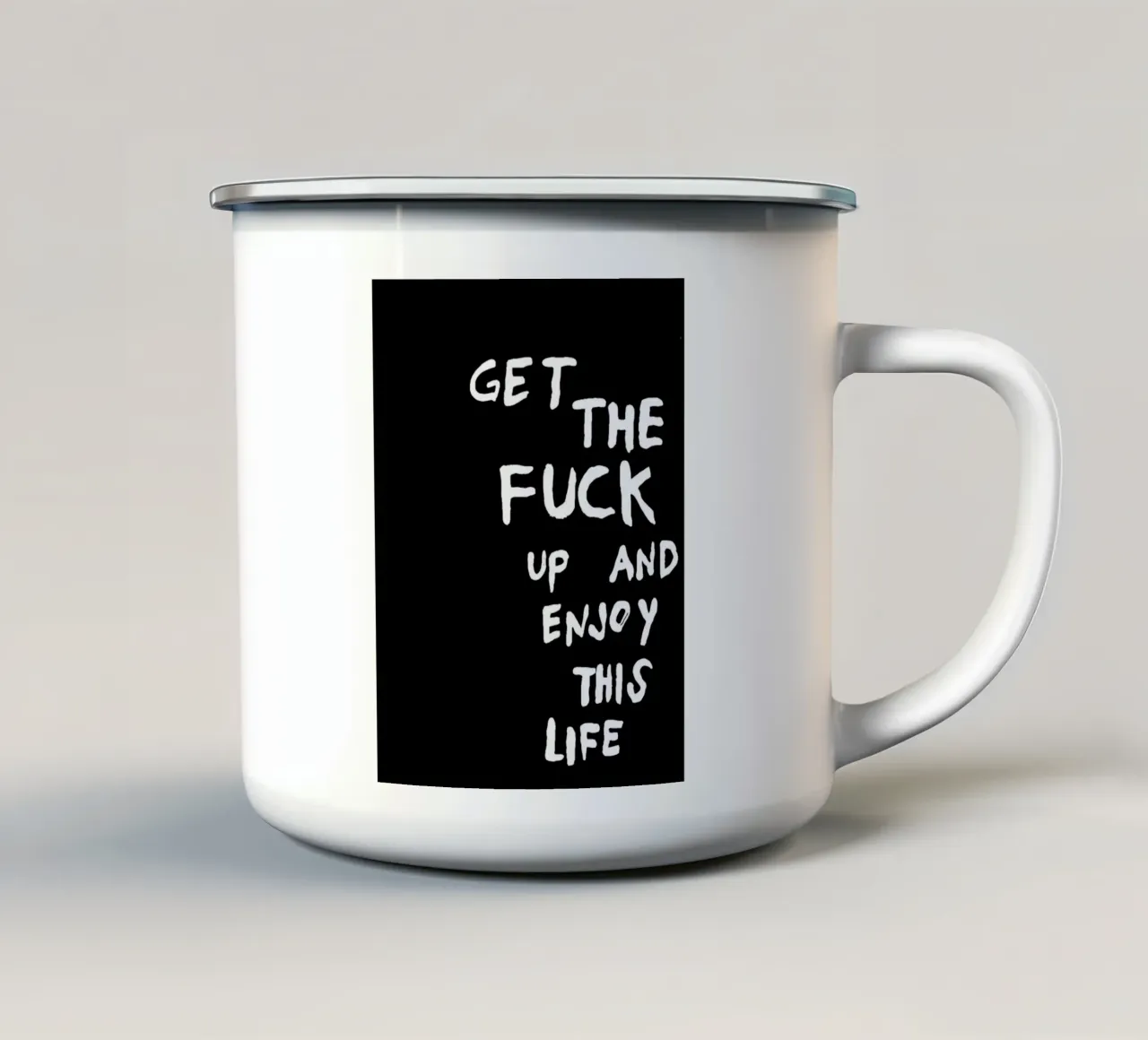 ENJOY THIS LIFE tazza in smalto da Type & Tape