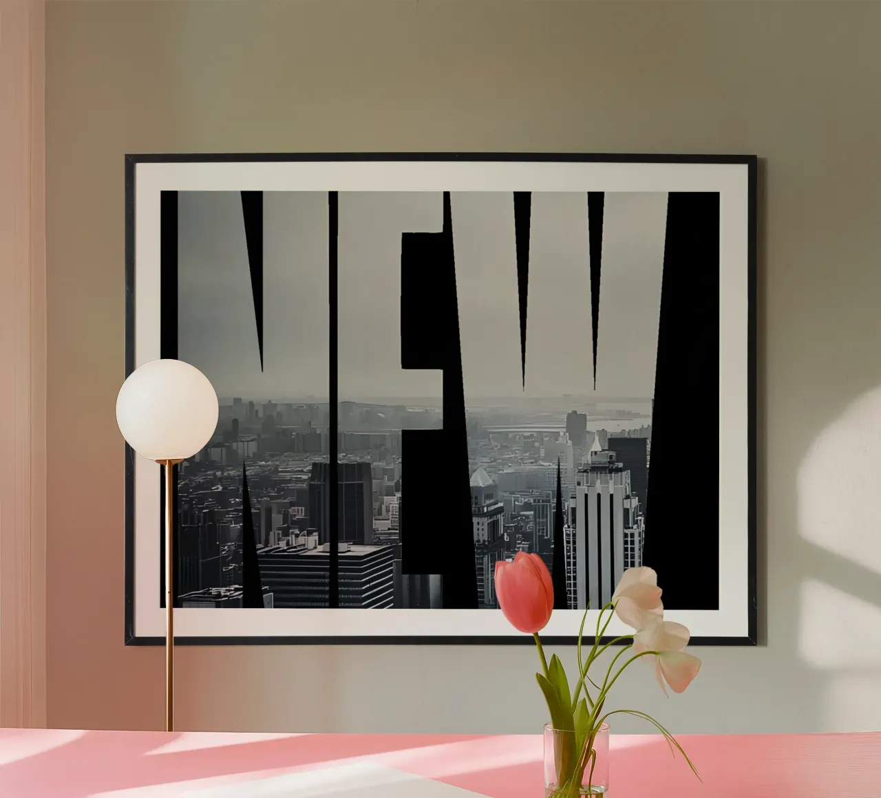 NEW YORK' poster con telaio in legno da Type & Tape