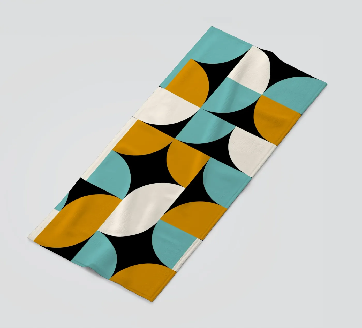 Blue and Golden Shapes beach towel by Mariel Toigo
