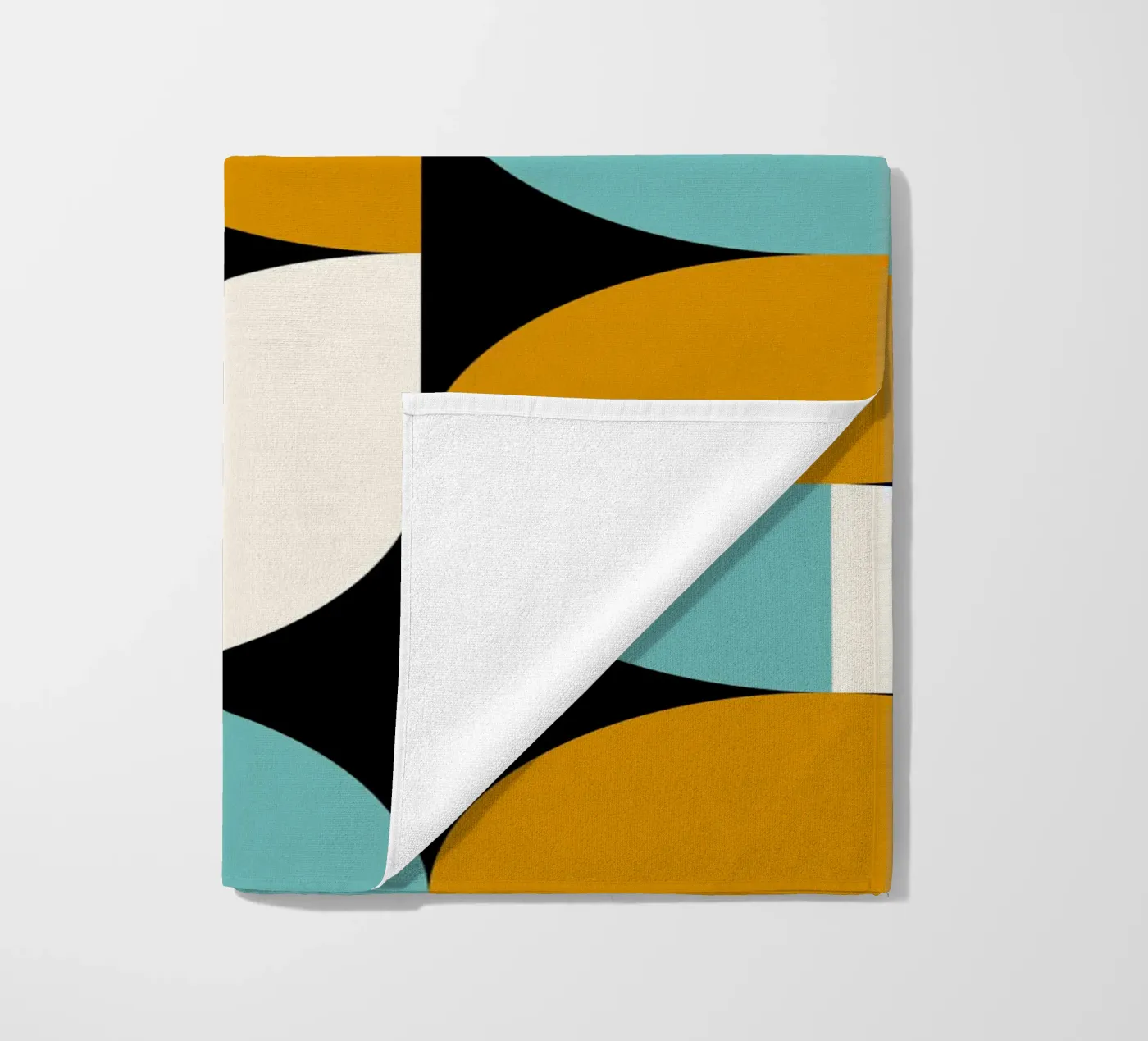 Blue and Golden Shapes beach towel by Mariel Toigo