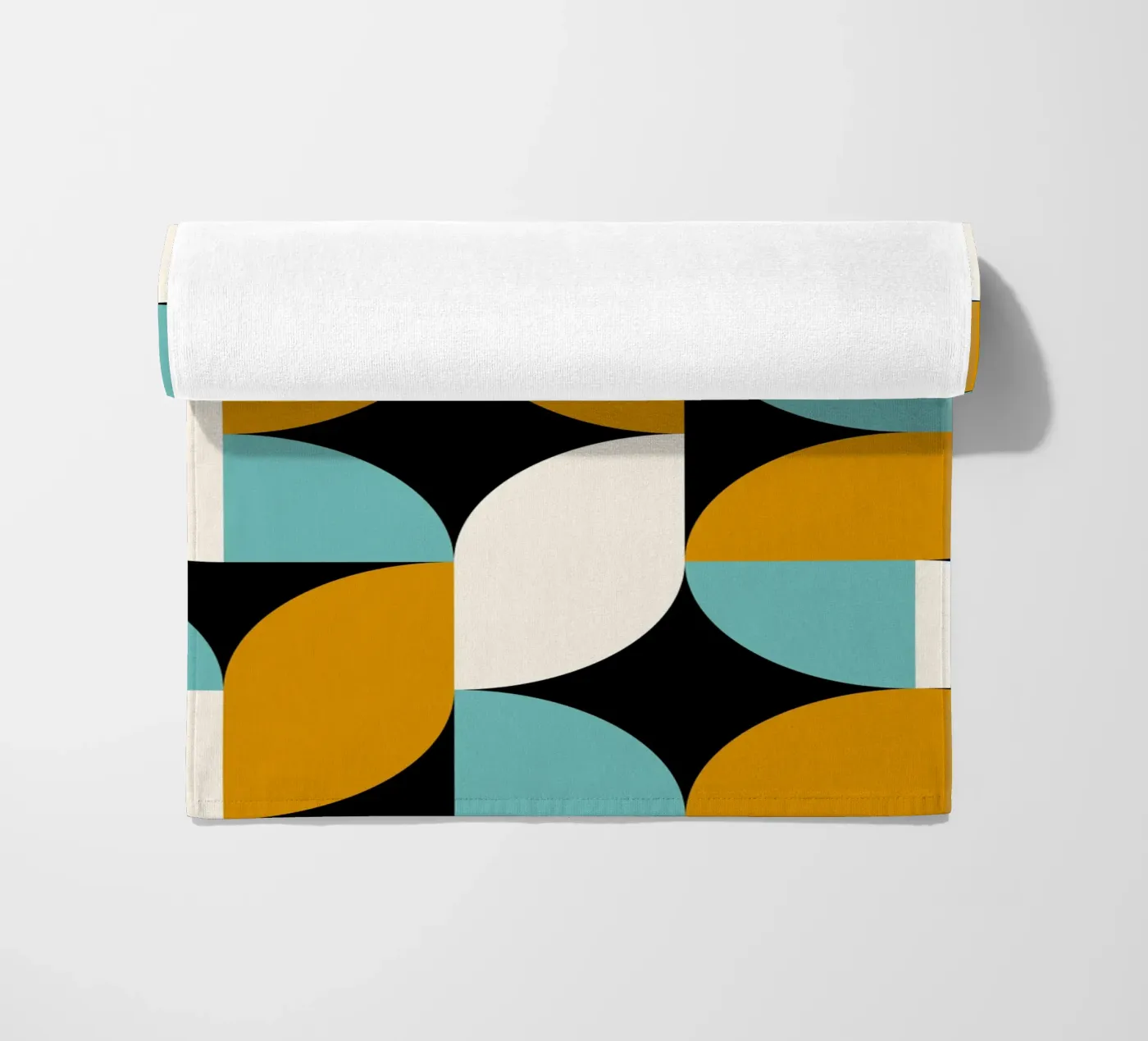 Blue and Golden Shapes beach towel by Mariel Toigo