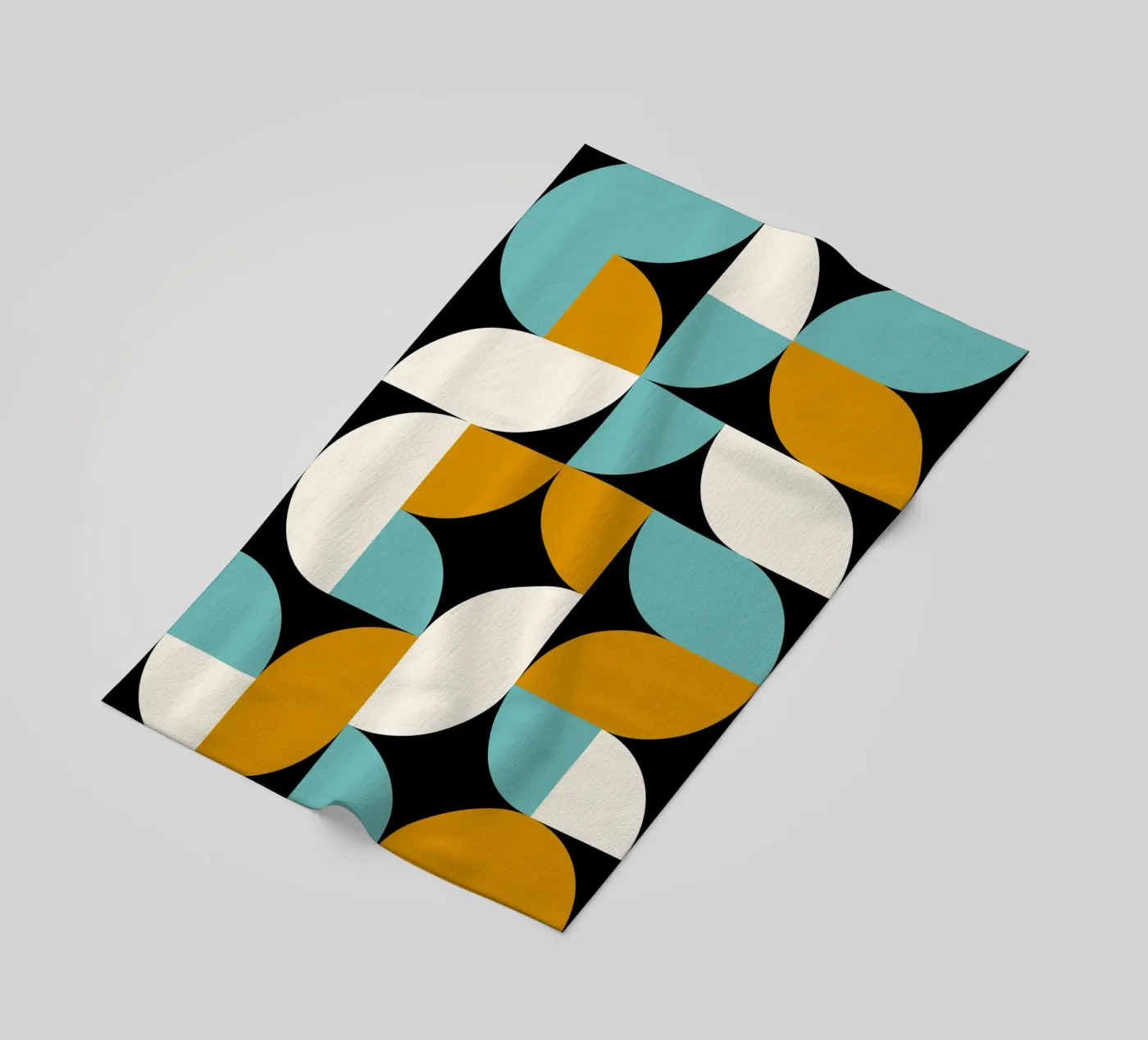 Blue and Golden Shapes beach towel by Mariel Toigo