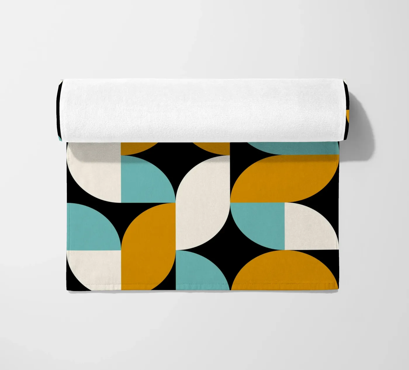 Blue and Golden Shapes beach towel by Mariel Toigo