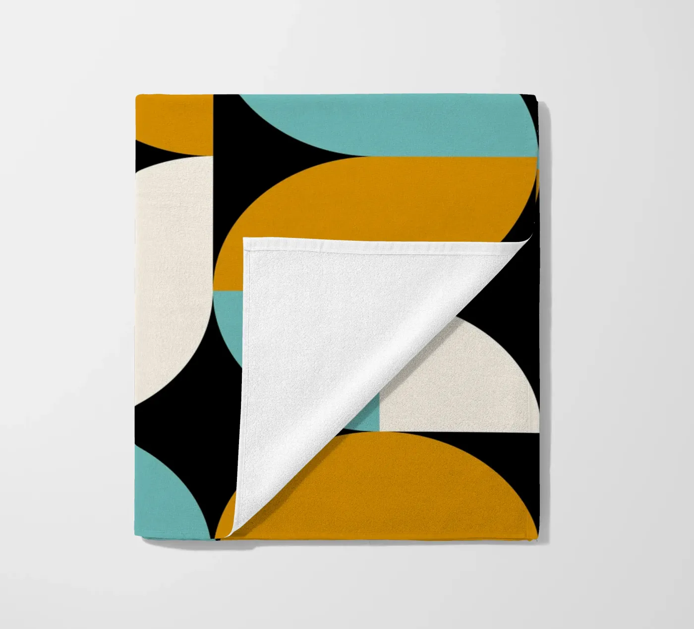Blue and Golden Shapes beach towel by Mariel Toigo