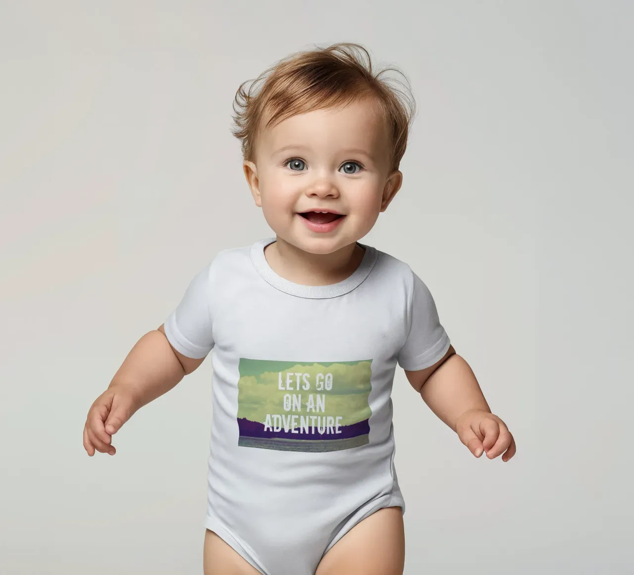 Lets go on an adventure body neonato maniche corte da Vintage Skies