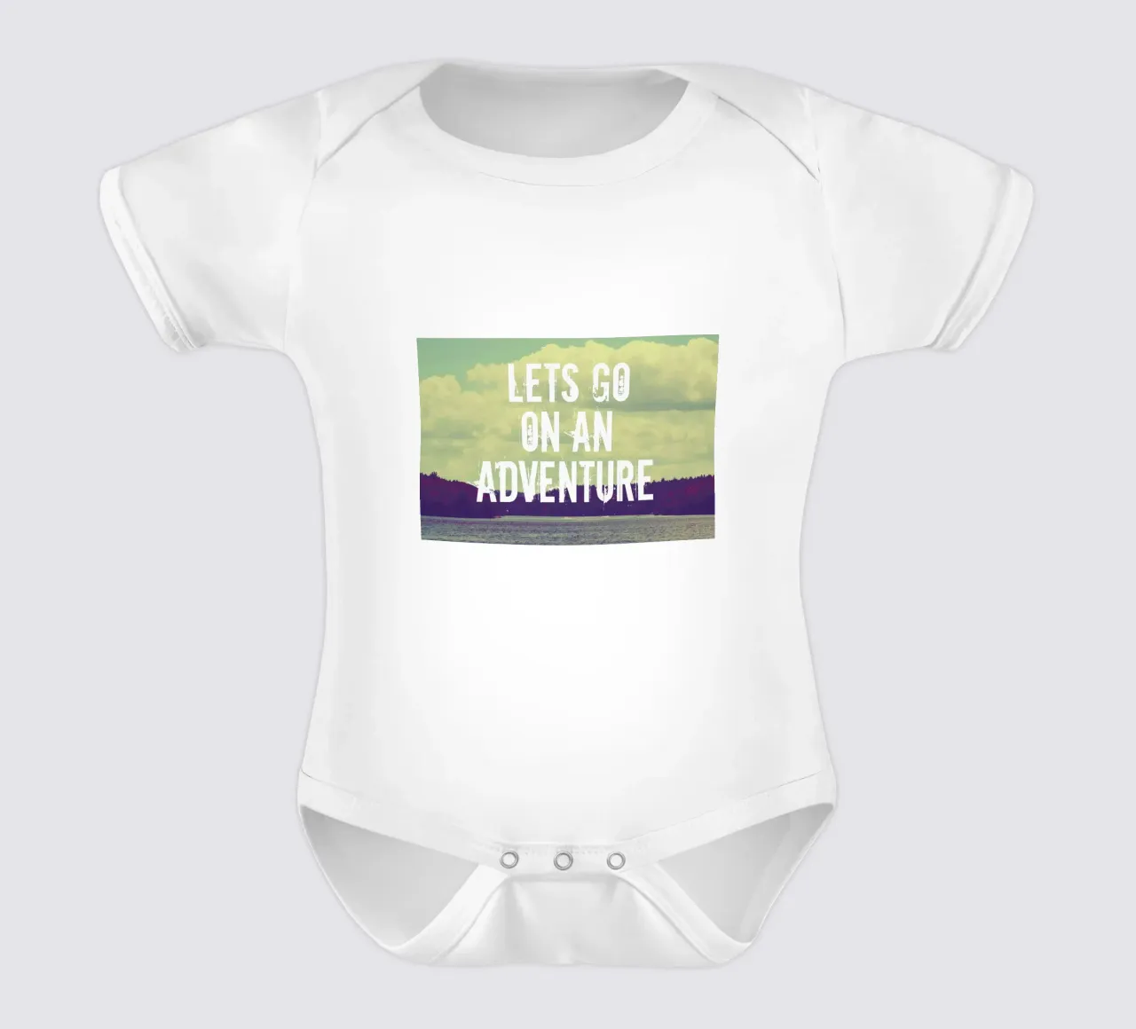 Lets go on an adventure body neonato maniche corte da Vintage Skies
