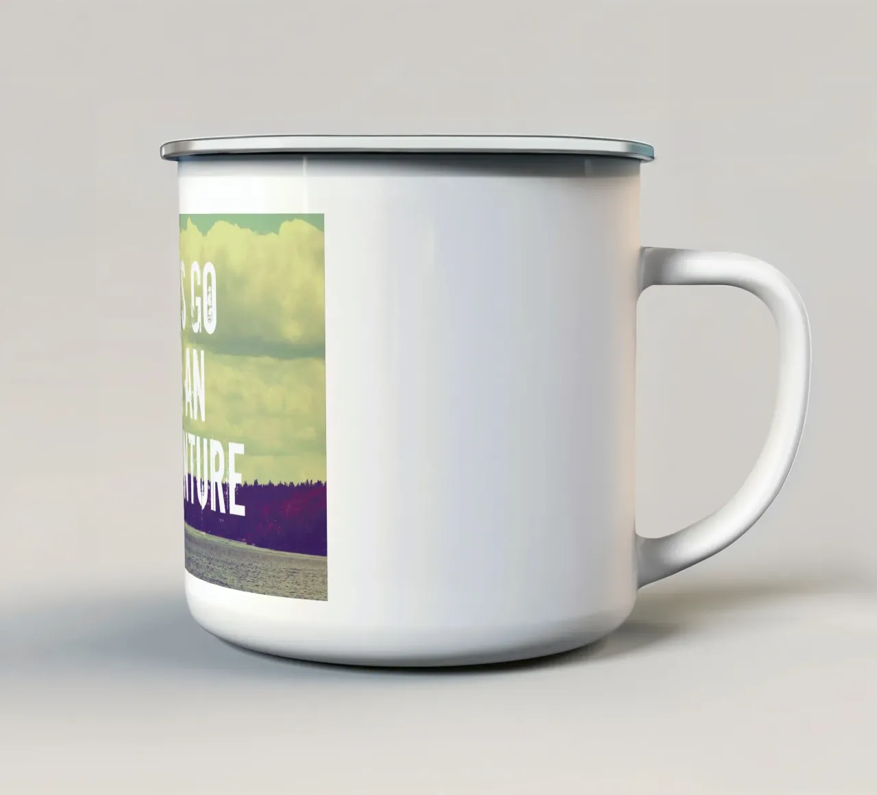 Lets go on an adventure tazza in smalto da Vintage Skies