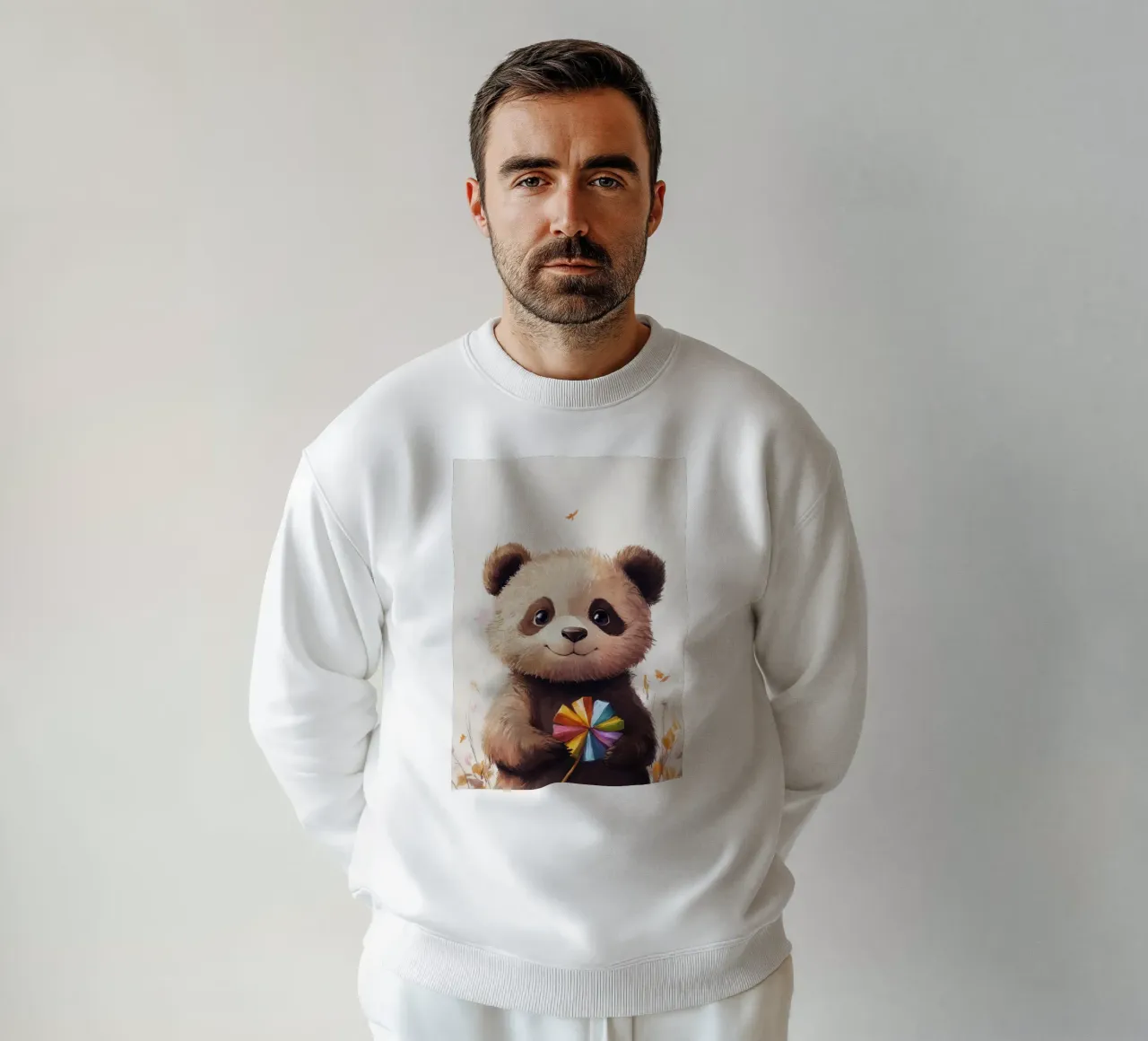 HeldIn #47: Panda con turbina eolica in autunno felpa da farbenhelden