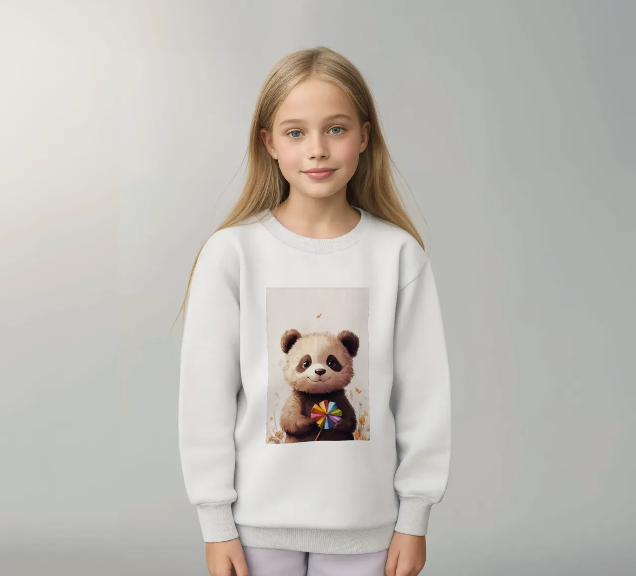 HeldIn #47: Panda con turbina eolica in autunno felpa bambino da farbenhelden