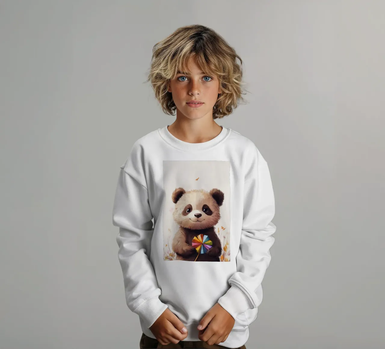 HeldIn #47: Panda con turbina eolica in autunno felpa bambino da farbenhelden