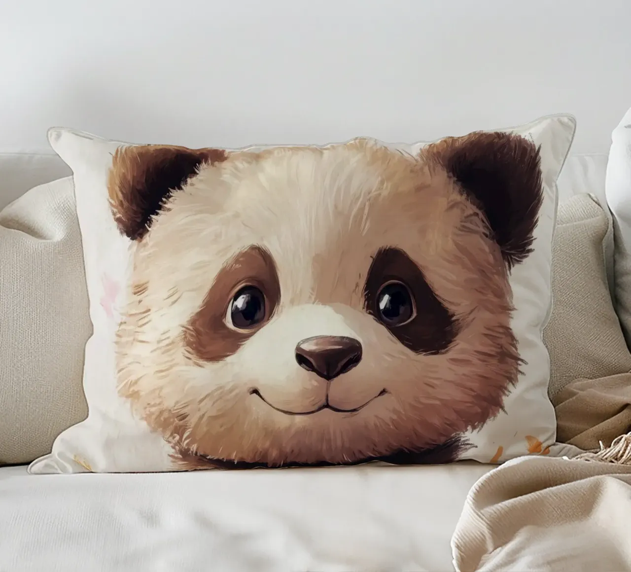 HeldIn #47: Panda con turbina eolica in autunno cuscino da farbenhelden